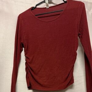 ALO Yoga Red Long Sleeve Ruching Top